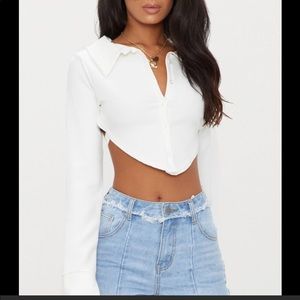 PRETTYLITTLETHING WHITE OPEN BACK TOP